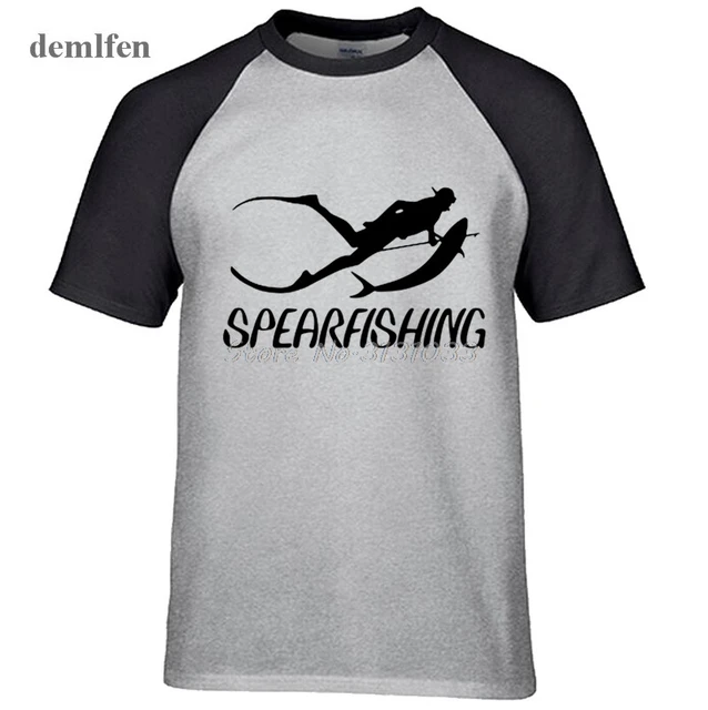 Fashion Men T Shirt Spearfishing Print T shirt Fashion Man Raglan