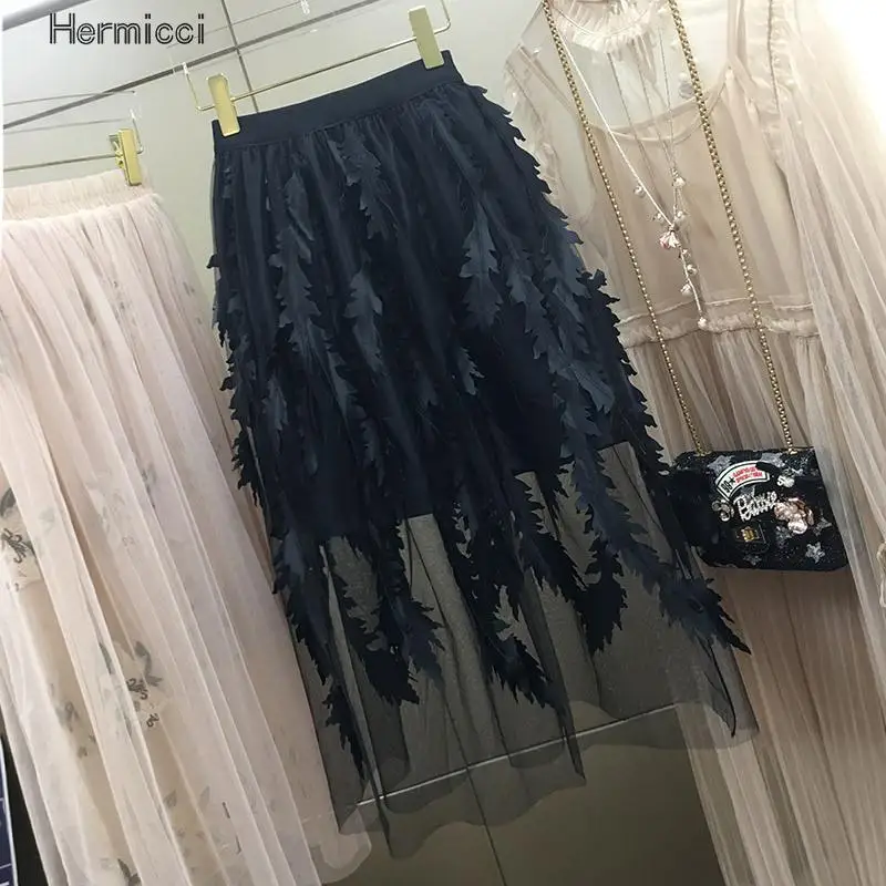 

2017 New Vinatge Women Embroidery Skirt Casual A-line Skirts For Ladies Retro Office Work Wear Tulle Skirt Bottoms Girls