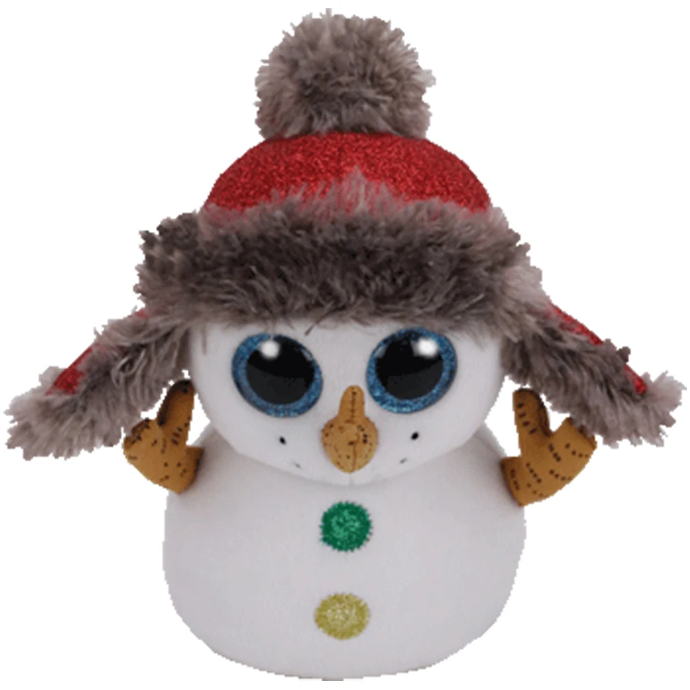 

Pyoopeo Original Ty Boos 6" 15cm Buttons the Christmas Snowman Plush Regular Soft Big-eyed Stuffed Animal Collection Doll Toy