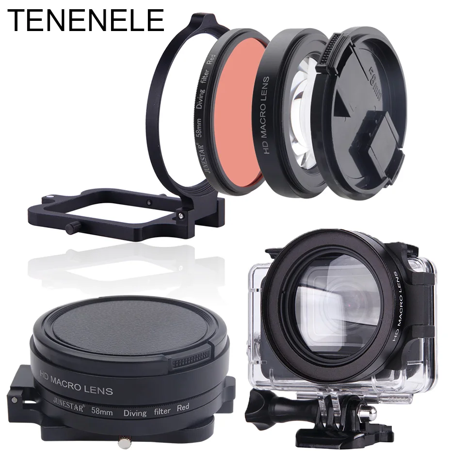 

Sport Camera Filters 58mm Red Filter With Macro Lens Set For GoPro Hero 6/5 Black Underwater Diving Camera Filters For Hero 2018