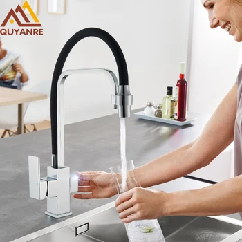 

Quyanre Purifier Filtered Kitchen Faucet Filtered Water Kitchen Tap Pull Out 3-way Single Handle Mixer Tap Purification Mixer