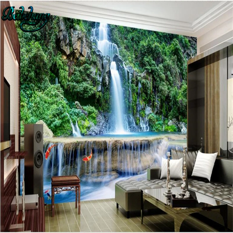 

beibehang Mountain Falls Waterfalls 3D Frescoes Landscape Walls Custom Wallpapers Fresco Decorations