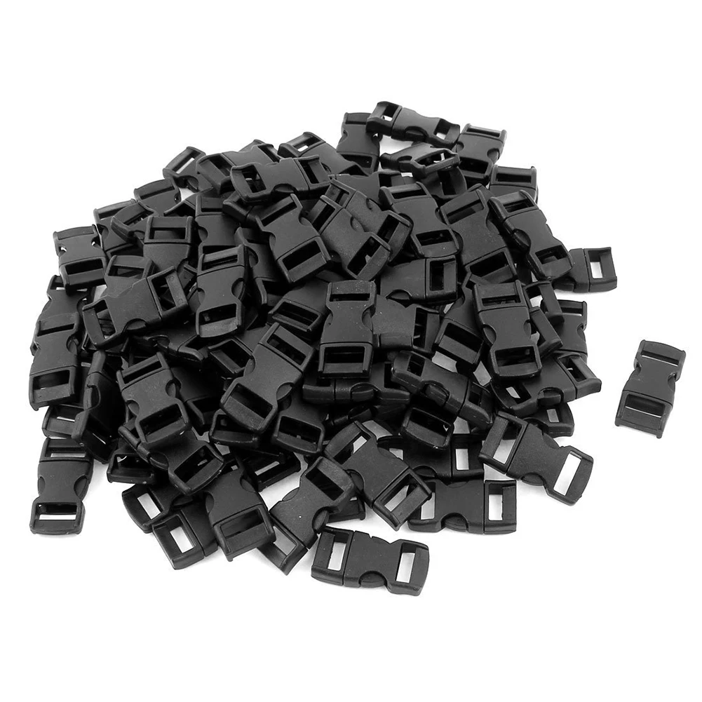 Plastic bing Straps Side Quick Release Buckle 10mm 100 Pcs Blackin