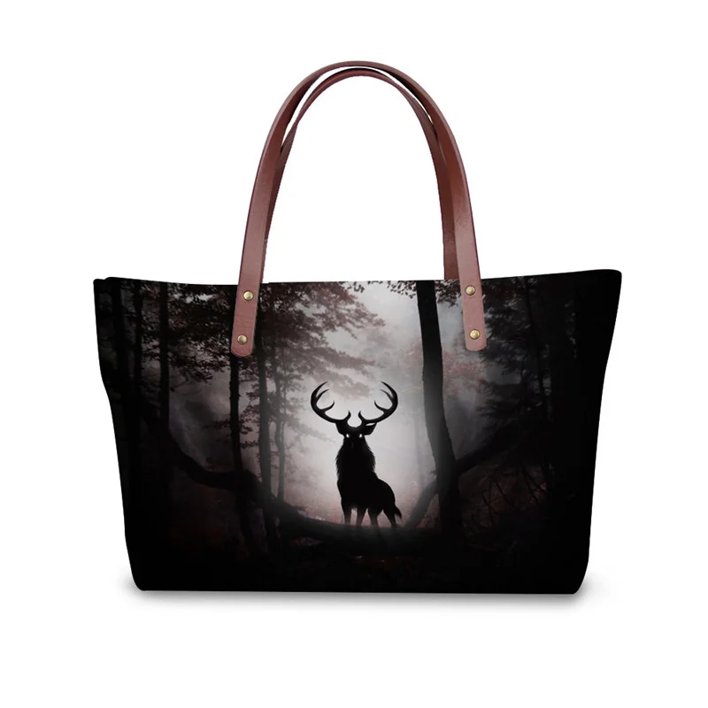 

Big Capacity Handbags for Women Animal Elk Pattern Tote Cross Body Bag for Ladies Luxury Brand Messenger Bag Bolsas