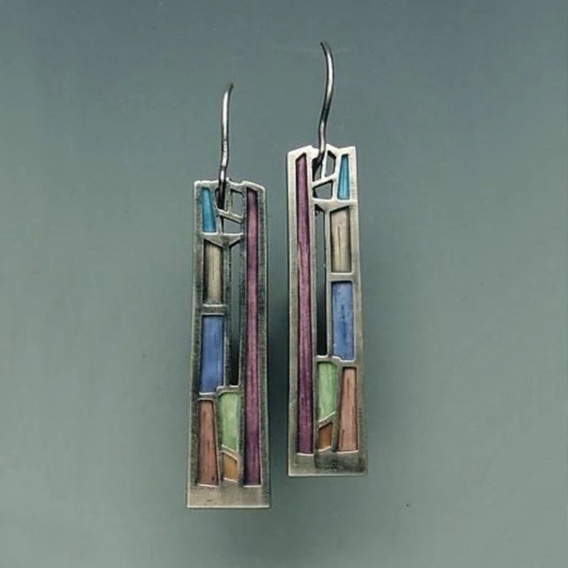 Vintage Mix Color Dangle Earring for Women Bohemian Tribal Hollow Out Metal Floral Long Earrings Pendientes Jewelry O5E777