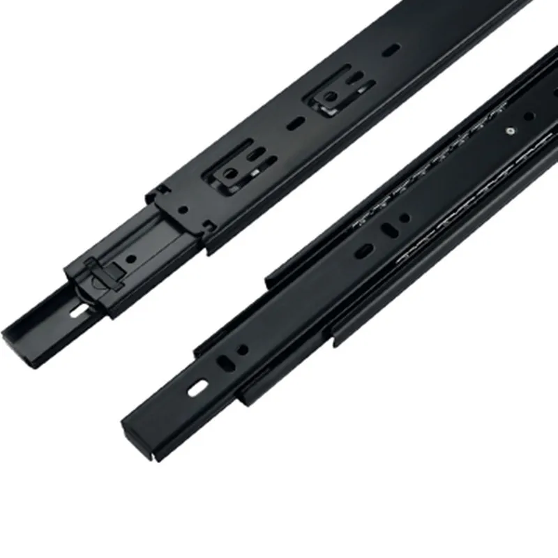 

1 Pair HG45B Black color Three Sections Drawer Track Slide Guide Rail accessories for Furniture Slide Hardware Fittings