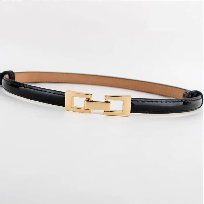 

Fashion small belts Punk gold buckle thin Pu leather belt adjust dress cummerbund HOT strap all suite women adjustable beauty