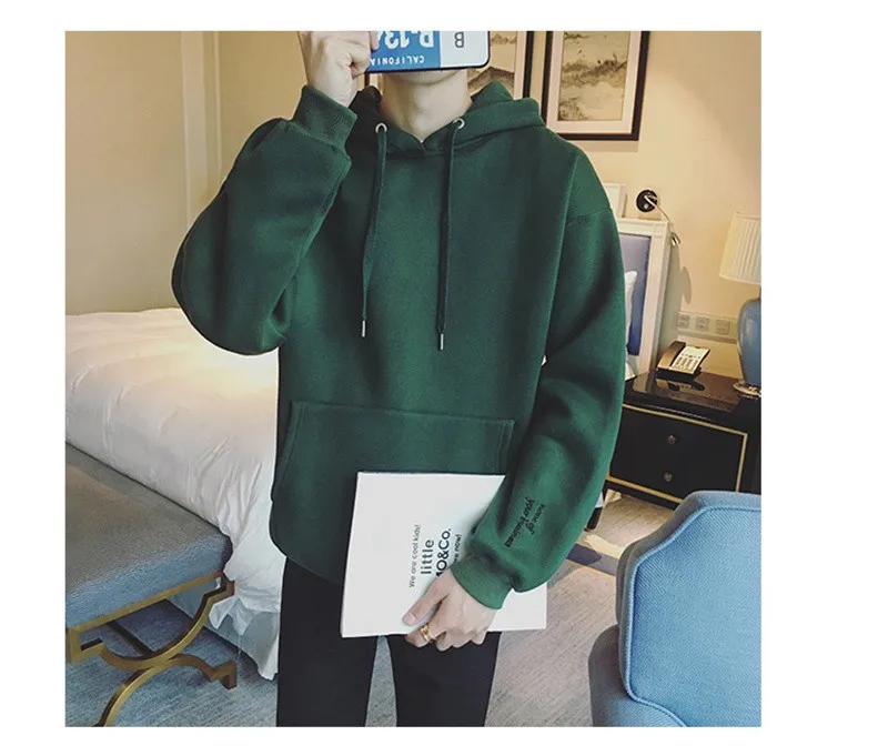 Men's Hoodie Long Sleeve Sweatshrts Hoodies Men Coat Cotton Inside O-Neck 2016 Fashion Regular Letter Standard Thickness Black  (4)