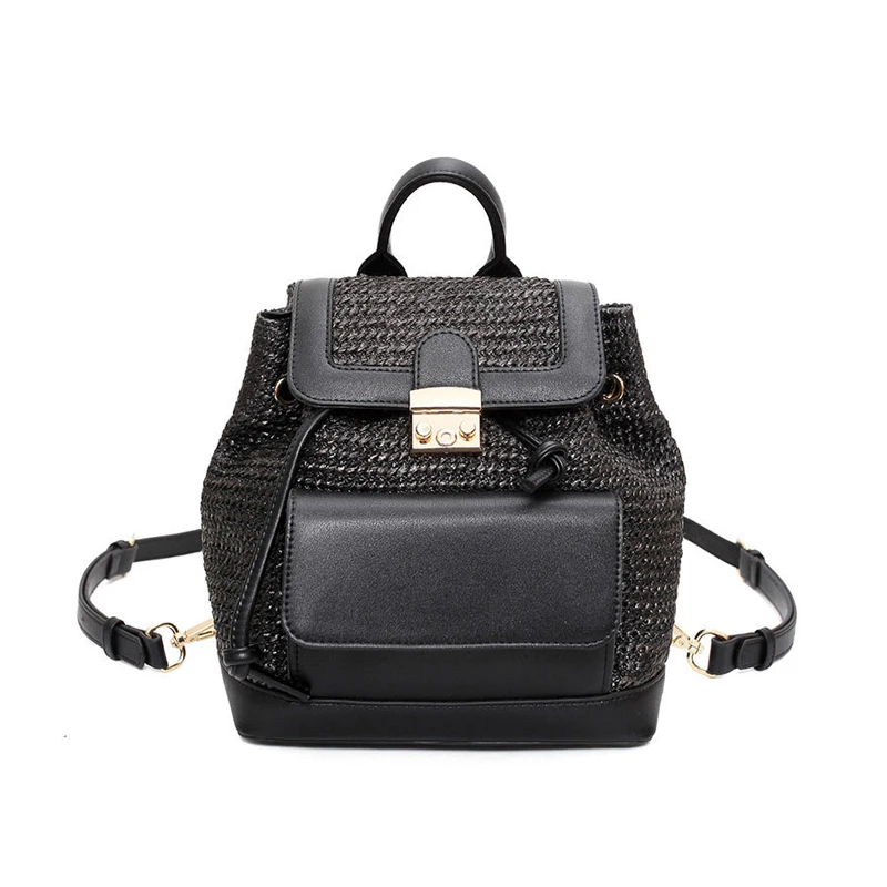 Summer New Women Straw Backpack INS Popular Female Travel Panelled Mochila Large Ladies Fashion Back Pack Exquisite Bolsa BP3007 (11)
