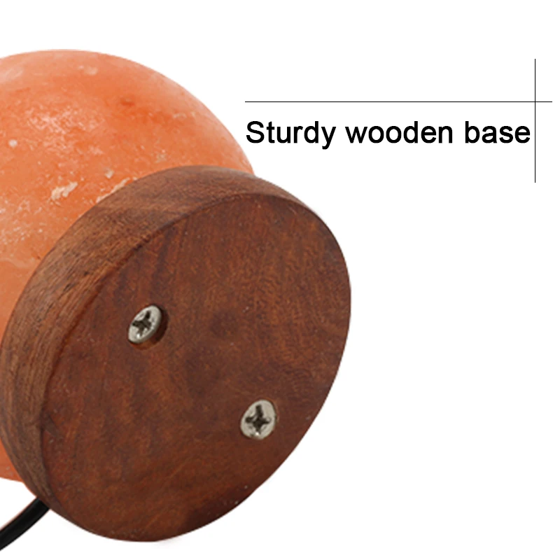  Round Hand Carved Desk Light USB Himalayan Crystal Rock Salt Lamp Wooden Base Colorful Air Purifier - 32911139036