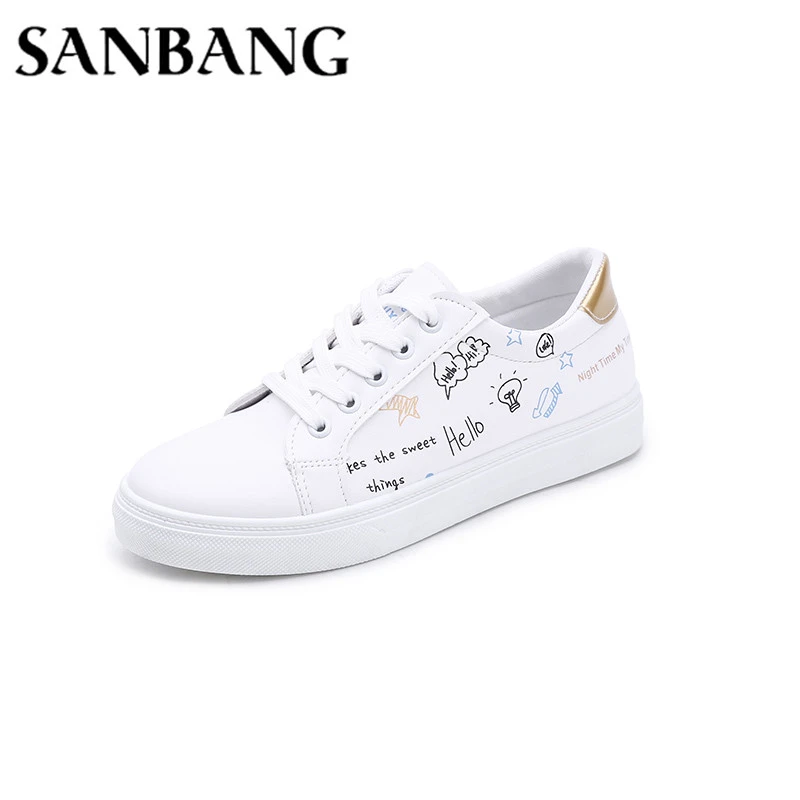 2018 summer tenis feminino lace up white shoes woman PU Leather solid color  female shoes casual women shoes zapatos mujer wy5|Women's Flats| -  AliExpress