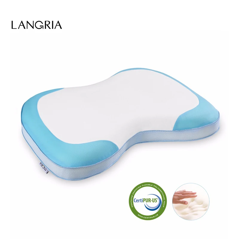 LANGRIA модная изогнутая кровать с пеной памяти подушка шеи охлаждающая Подушка