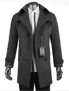 Для мужской одежды утолщение зима шерстяное пальто мужской средней длины кашемир шерстяное верхнее пальто, шерстяная Верхняя одежда Большие размеры - Цвет: grey