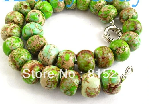 

ddh00898 16mm Green Imperial Jasper Necklace 14K GP