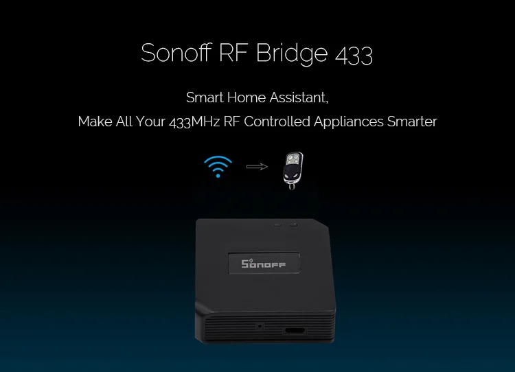 Sonoff RF Bridge Wifi Wireless Signal Converter 433Mhz Door/Window Alarm Sensor smart Home Automation work with Alexa Ewelink