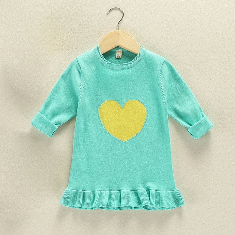 JN316 Winter Heart shaped Pattern Kids Sweater Girls Sweaters Baby Cute