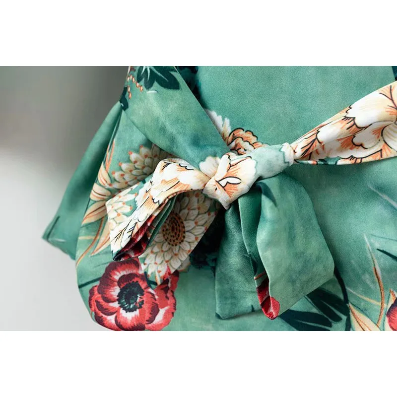 Waist Fastened with Trim Skinny Suit Jacket Green Bottom Printed Mid-long Blouse 2019 Spring New Women's Long Sleeveblazers Waist Fastened with Trim Skinny Suit Jacket Green Bottom Printed Mid-long Blouse 2019 Spring New Women's Long Sleeveblazers