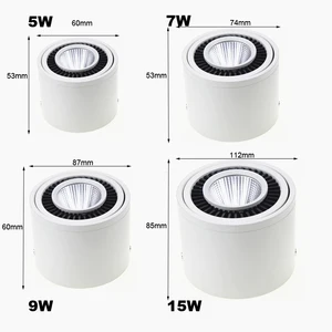 Image 5 - QLTEG Surface Mounted LED Spot Lights 360 Degree Rotation LED Downlights 5W 7W 9W 15W COB Downlights AC85 265V LED Ceiling Lamps