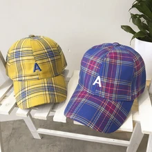 Модная женская бейсболка s летняя новая модная повседневная простая Кепка с корейскими буквами клетчатая солнцезащитная Кепка