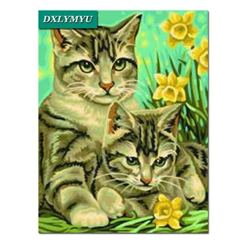 

5D Full Resin Square Diamond Painting Embroidery Needlework Flowers couple cat Diamond Mosaic Cross Stitch Home Decoration Gift
