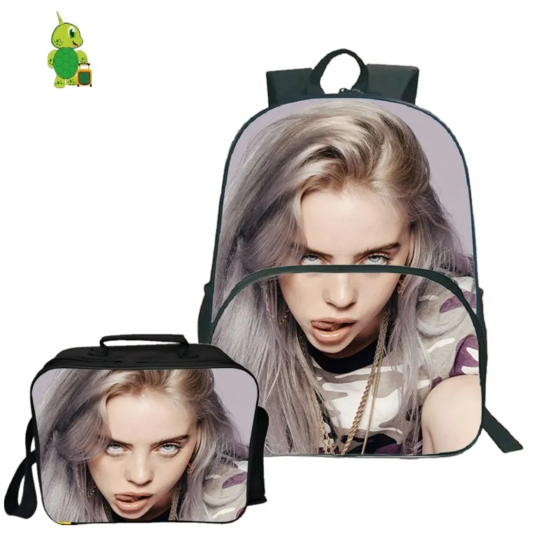 16 16 дюймов Billie Eilish рюкзак сумка Для женщин ноутбука Рюкзаки для подростков мальчиков и девочек обувь с сумкой - Цвет: 16