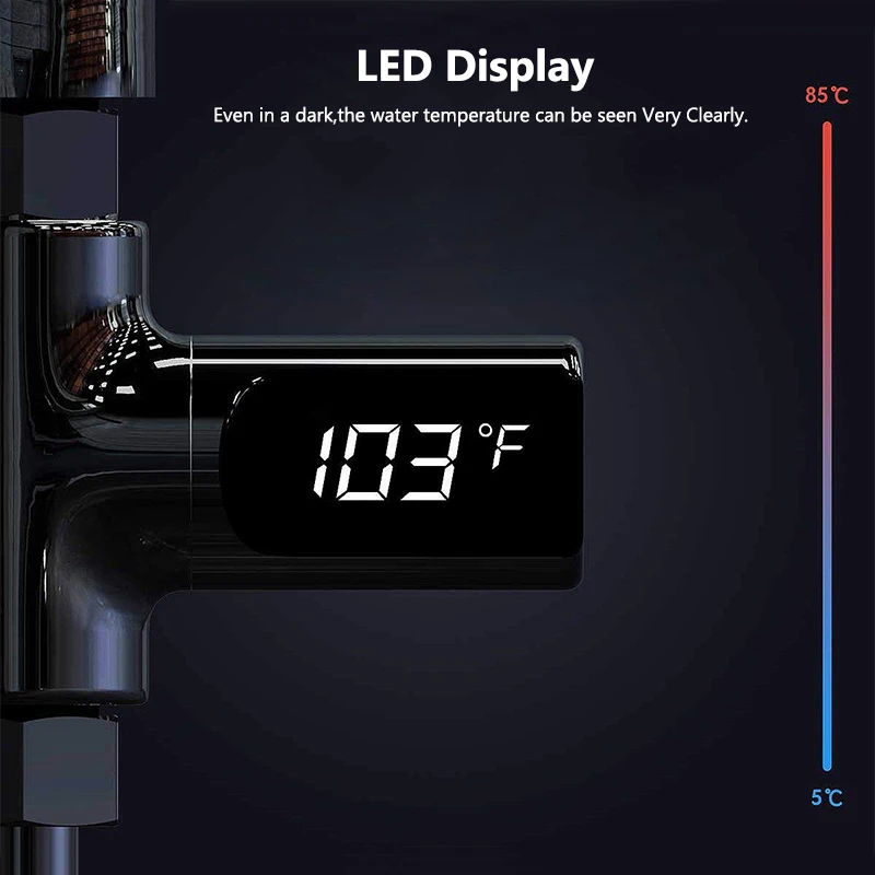 Светодиодный термометр для душа, картриджи крана, самогенерирующий прибор для измерения температуры воды