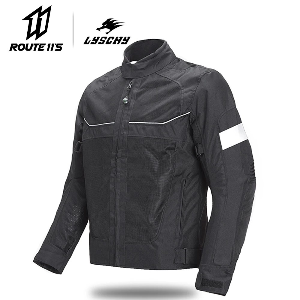 LYSCHY мотоциклетная куртка, мотоциклетная куртка, дышащая куртка для мотоцикла, летняя мотоциклетная одежда - Цвет: Черный