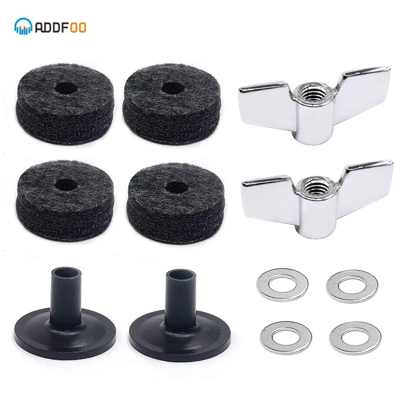 

ADDFOO 8Pcs Cymbal sleeves with base Wing Nuts Washers With 4Pcs Cymbal Felts Drum Kit Drum Kits Musical Part Accessory