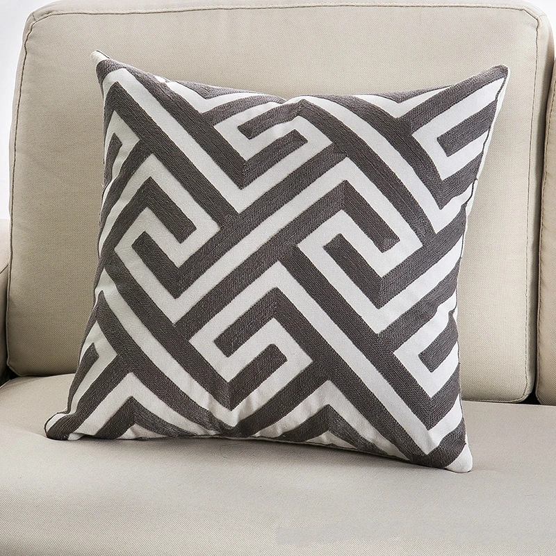 Современный стиль новейший геометрический узор мягкий Чехол на подушку серого цвета наволочка для спальни Удобная наволочка с вышивкой