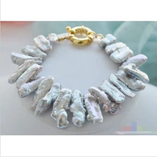 P4229 " 22 мм серый вертепов Бива браслет пресноводного жемчуга благородный стиль Природный тонкой jewe Быстрая