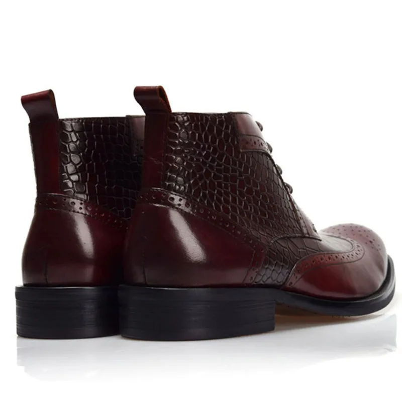 PJCMG/мужские ботинки высокого качества; Зимние ботильоны из водонепроницаемого каучука с узором «крокодиловая кожа»; повседневные кожаные плюшевые ботинки для пеших прогулок; высокие мотоботы