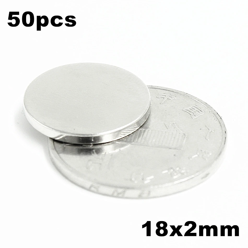 

50pcs 18x2mm Super Powerful Strong Bulk Small Round NdFeB Neodymium Disc Magnets Dia 18mm x 2mm N35 Rare Earth NdFeB Magnet