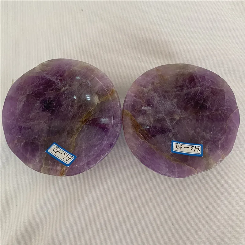 

GJ Amethyst Bolws Hand Carved 10cm Natural Amtheyst Quartz Crystal Healing Ashtray for Home Decoration