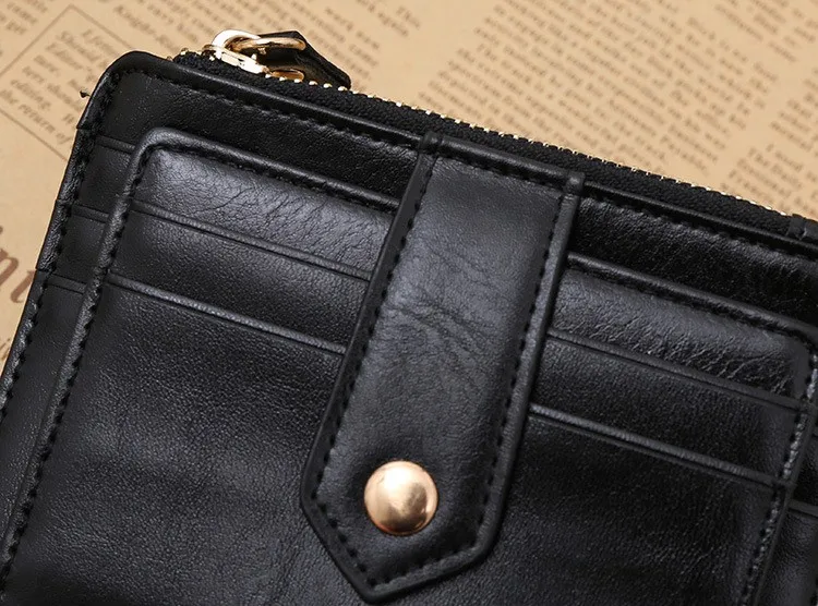 Многофункциональный тонкий мужской кожаный кошелек портмоне с застежкой-молнией маленький кредитный держатель для карт для мужчин сумка для денег