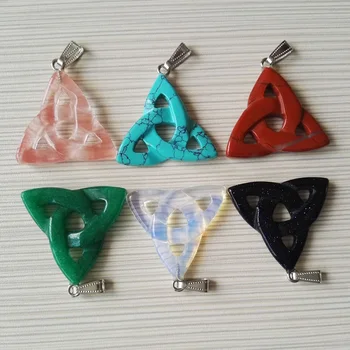 

new natural stone hollow triangle 10pcs mixed fashion pendants stone for jewelry making charm accessories shipping wholesale