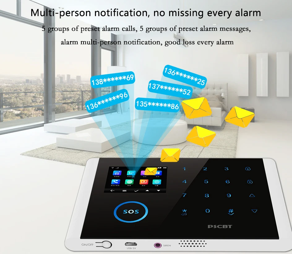 PSCBT сигнализация беспроводной безопасности дома gsm-сигнализация wifi Android IOS приложение-будильник дистанционное управление SMS GPRS