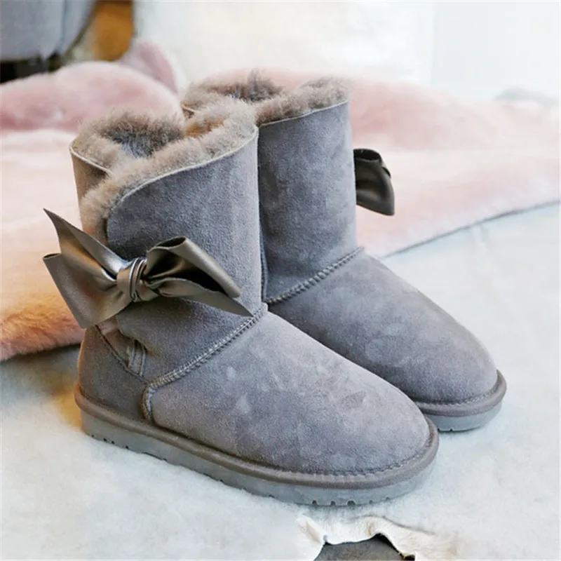 

grwg Mid Calf New 2018 Snow Boots Women High Quality Sheepskin Fur Snow Boots Women Shoes Zapatos De Mujer Free Shipping
