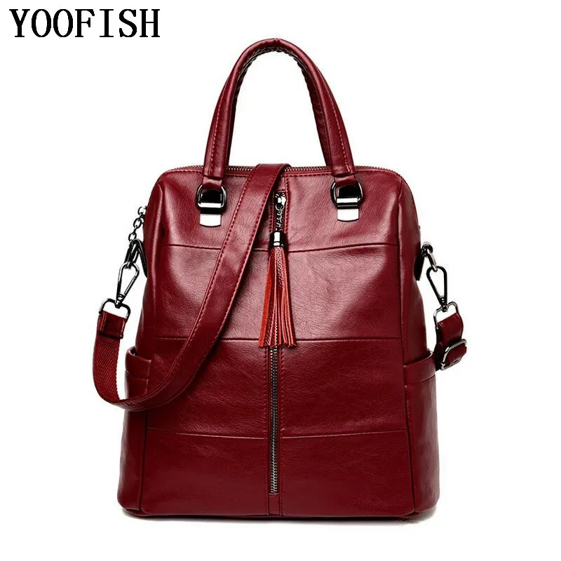 

YOOFISH Fashion Women PU Leather Bag Women Bag Small Women Backpack Mochila Feminina School Bags for Teenagers LJ-950