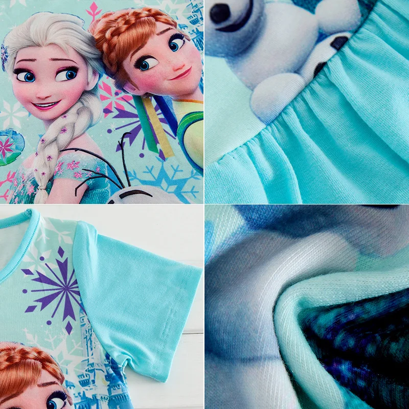 Disney princess summer night dress children pajama children home clothing baby cartoon Frozen Elsa nightgown girl sleepwear robe