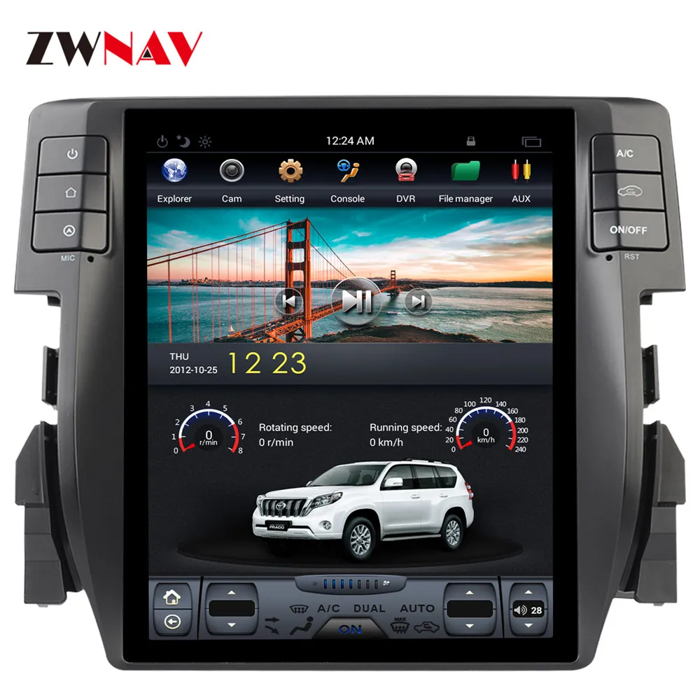 

ZWNVA Tesla IPS Screen Android 7.1 Car No DVD Player Radio GPS Navigation For Honda Civic 2016 2017 2018 Head Unit Multimedia