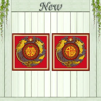 

dragon phoenix diy home decor painting counted print on canvas DMC 14CT 11CT Chinese Cross Stitch Needlework Sets Embroidery kit