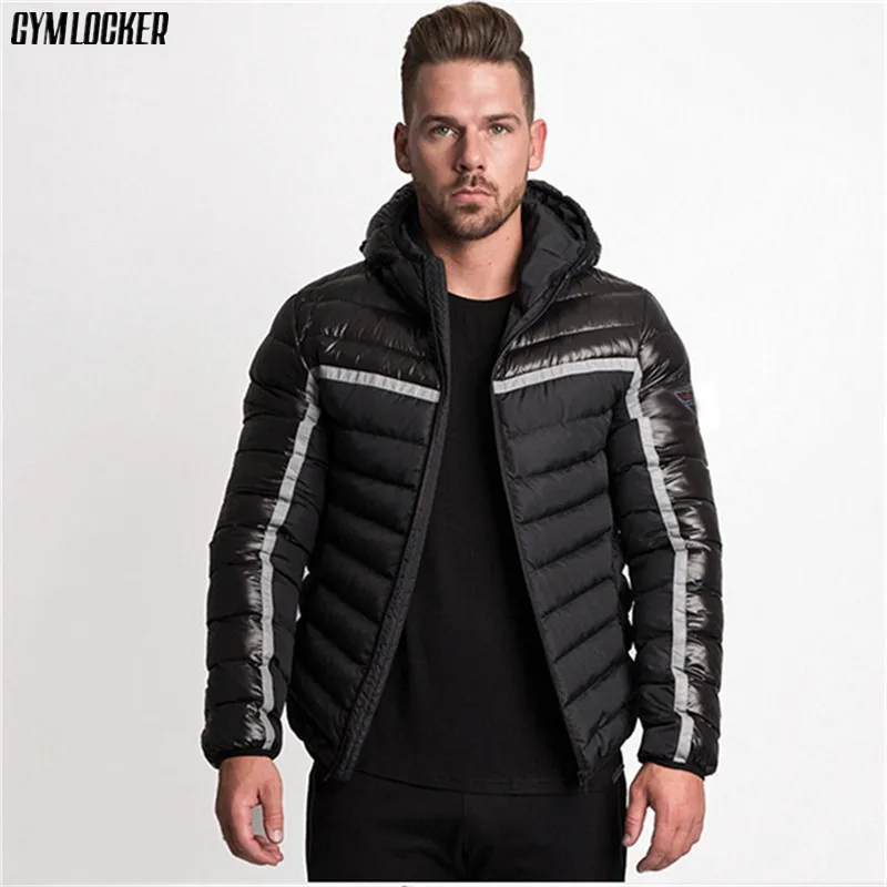 

GYMLOCKER Cotton coat mens Casual hoodie parkas 2018 winter new clothes male tops Zipper hoodie parkas men fashion Sportswear