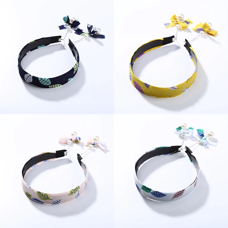 

Korean Fashion Long Chain Tassel Chiffon Cloth Floral Hairband Simulated Pearls Hair Bands for Women Girls Hair Accessories New