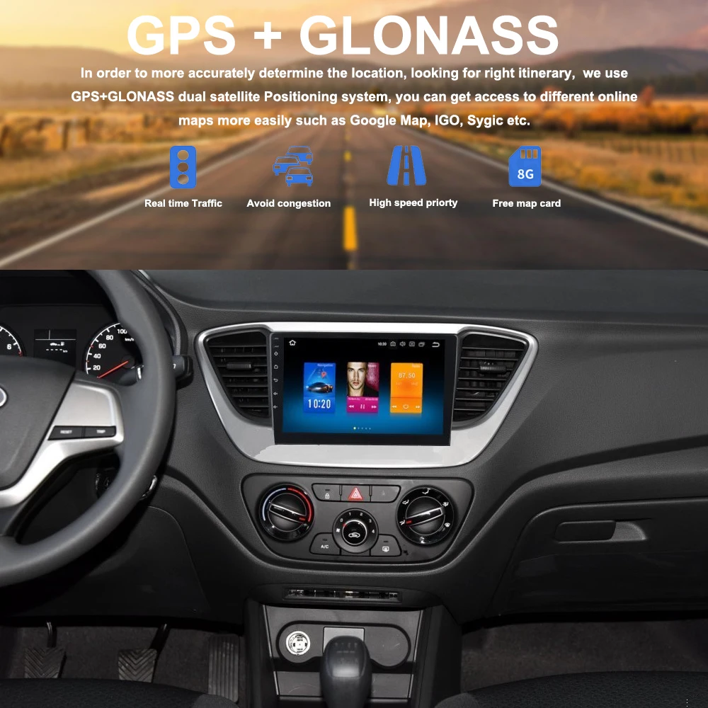 Excellent Car Multimedia Din Radio Android GPS for Hyundai Solaris 2017 2018 verna I25 4GB + 32GB 8-core autoradio navigation head unit 2