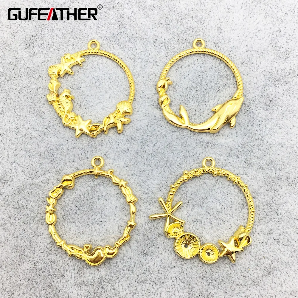 

GUFEATHER M219,epoxy resin metal frame,round shape,charm,hand made,gold pendant bezel setting,jewelry making,craft accessories