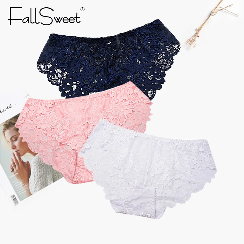 FallSweet Women Full Lace Panties Solid Sexy Briefs Female Plus Size Underwear Mid Rise 4XL FallSweet Women Full Lace Panties Solid Sexy Briefs Female Plus Size Underwear Mid Rise 4XL