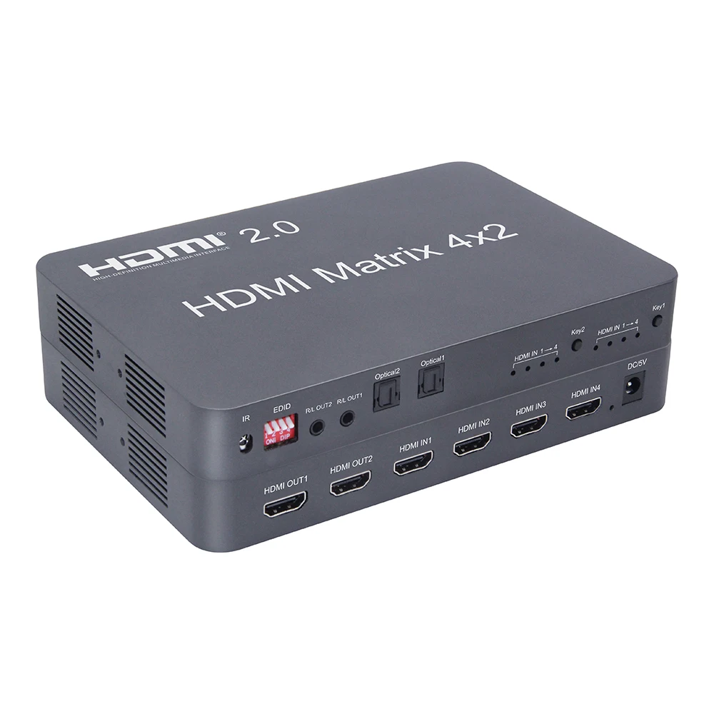 HDMI 2,0 Matrix 4x2 Scaler 4K 60Hz HDMI переключатель сплиттер матрица Поддержка аудио независимо от оптического или стерео LPCM/DTS