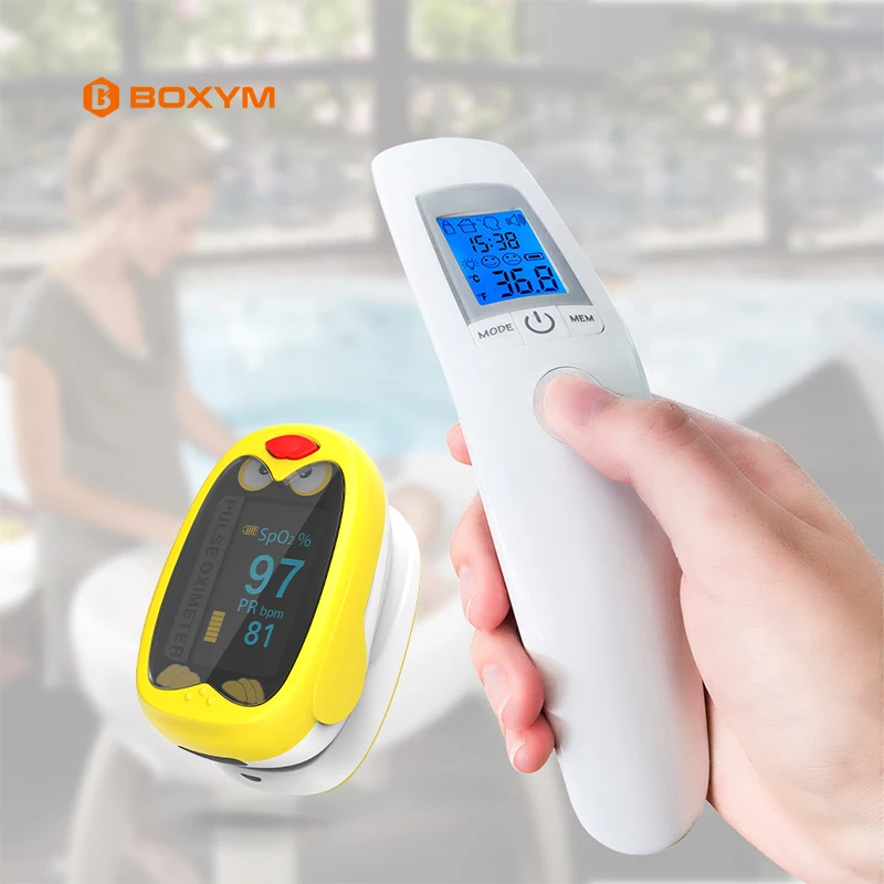 

BOXYM Medical Baby Infrared Thermometer & Rechargeable Finger Pulse Oximeter blood oxygen Heart Rate Monitor oximetro de dedo
