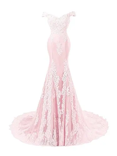 Для женщин Формальные Шампанское длинное платье V шеи Кружева Тюль женский Пром платья для Свадебная вечеринка - Цвет: Розовый