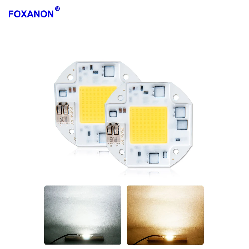 

Foxanon COB LED Chip Lamp 20W 30W 50W Smart IC AC 110-240V No Need Driver White Warm White Lighting For DIY Floodlight Spotlight